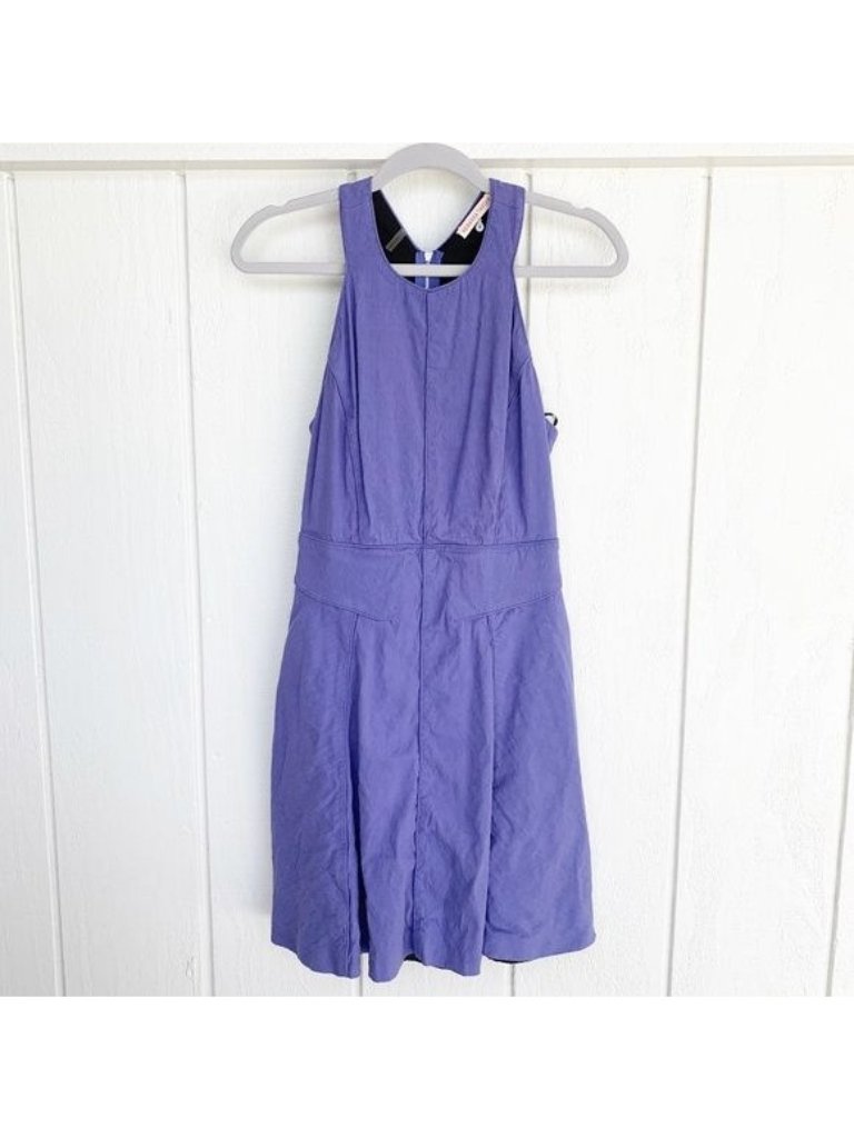 Rebecca Taylor Purple Linen Blend Cutout Sleeveless Mini Dress Women's 4